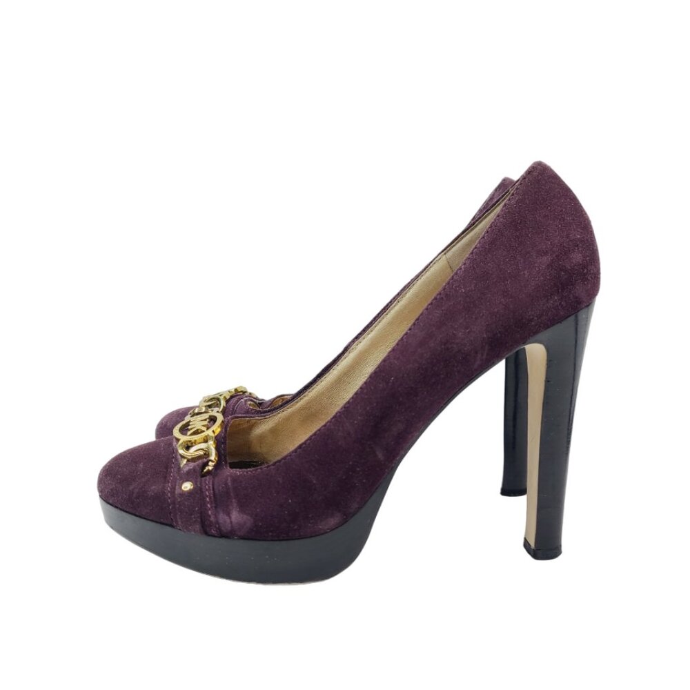 MICHAEL Michael Kors Women's Purple Suede Leather Slip-On Platform Pump Heel 8.5